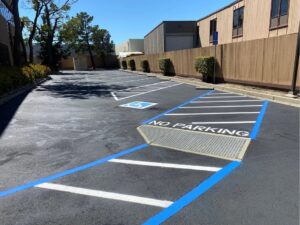 Well-organized parking area with freshly painted lines. Painting Stripes on Parking Lots