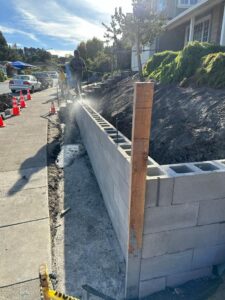 Completed Retaining Wall Project by HT Paving and Sealcoating