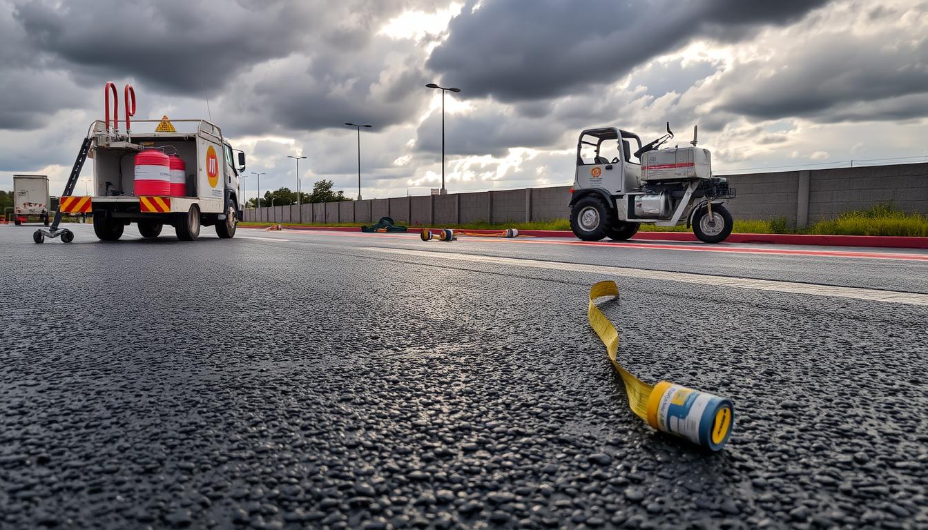 Can striping be done on wet or newly paved surfaces?