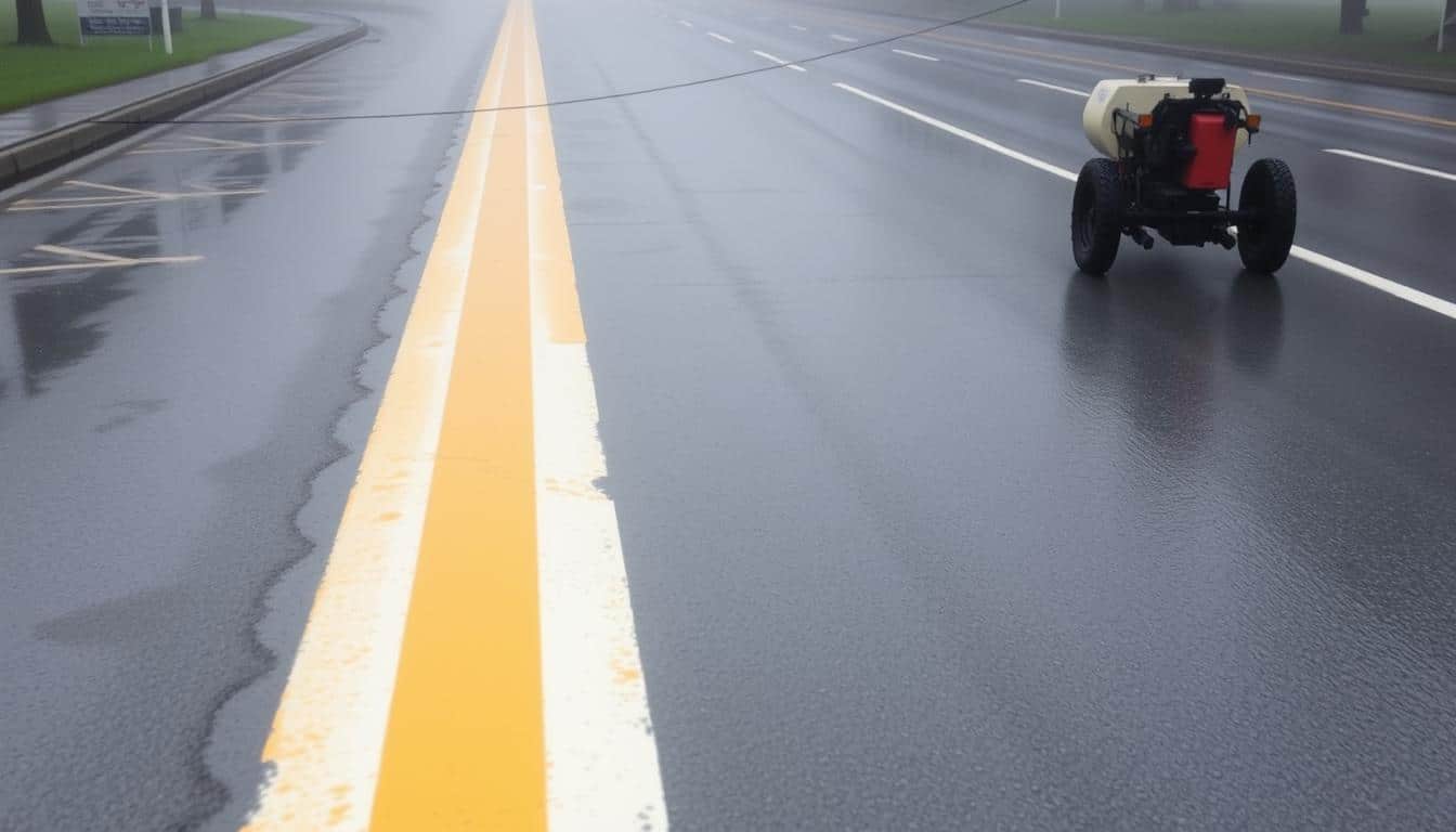 Wet surface striping - Can Striping Be Done on Wet or Newly Paved Surfaces?