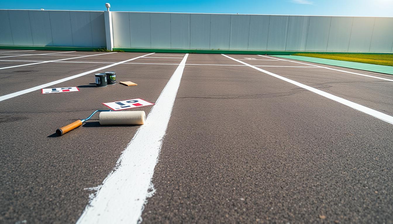 How do I maintain freshly painted parking lot lines?