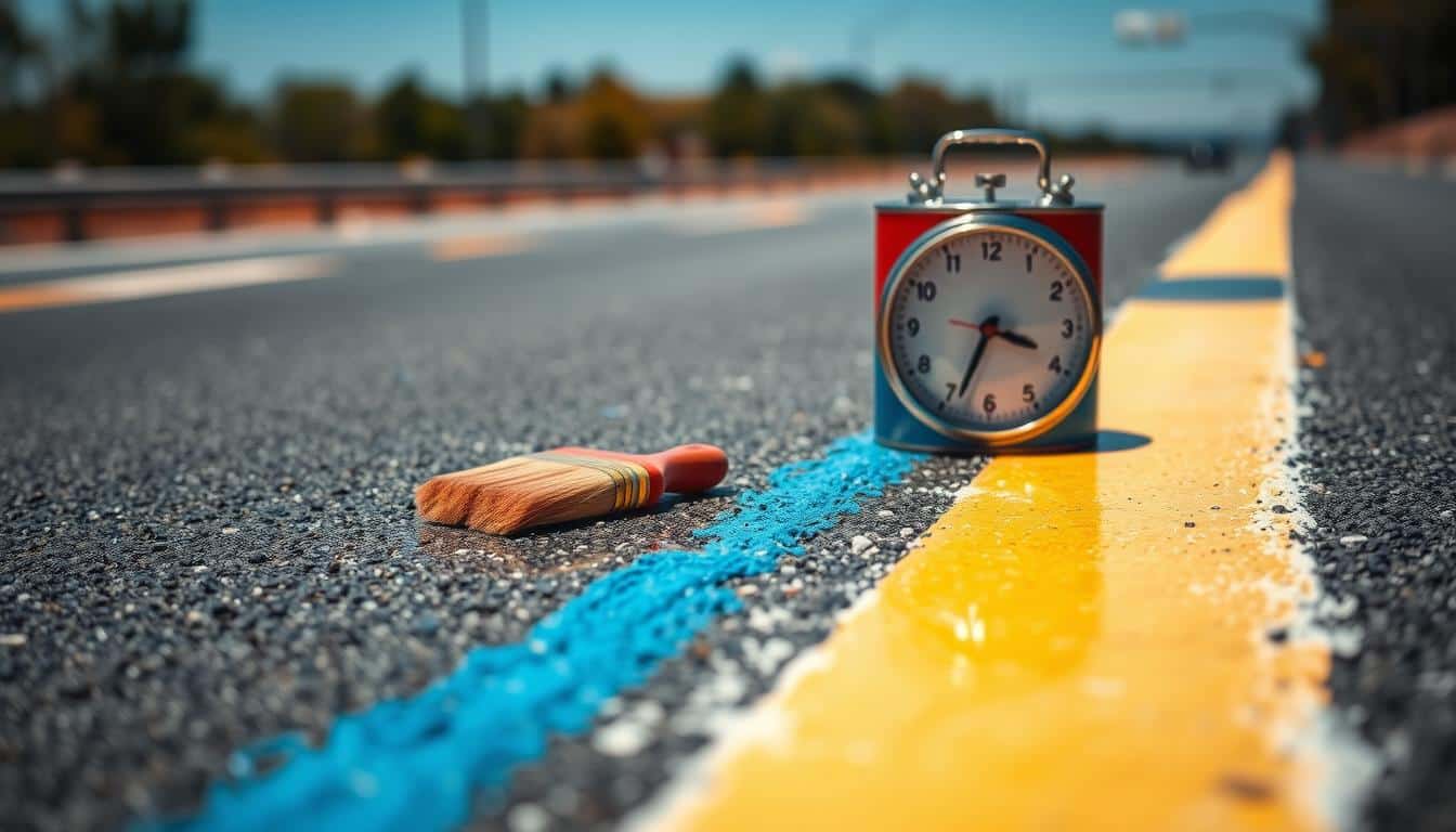 How long does it take for striping paint to dry?