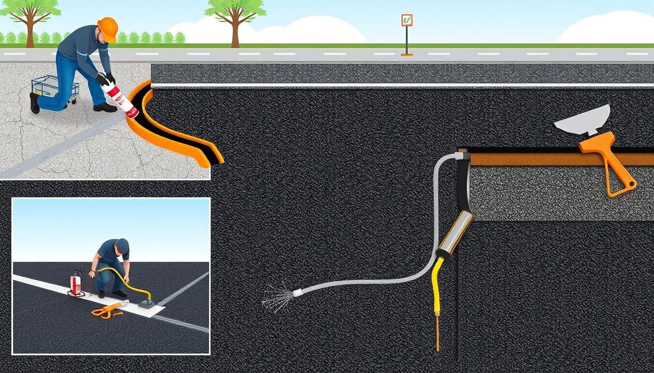What causes asphalt cracks, and how can they be repaired?