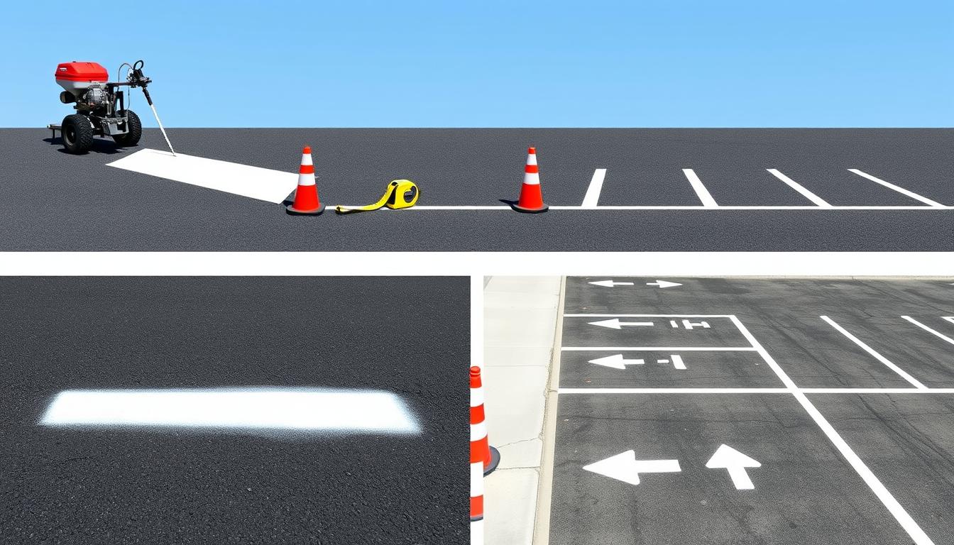 What is the process for striping a parking lot?